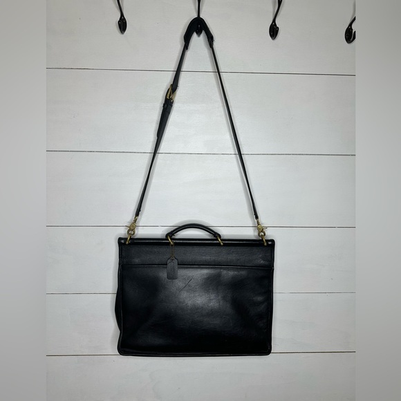 90's Vintage Coach 5266 Beekman Black Leather Briefcase,Messenger Bag + hang tag - Picture 8 of 16